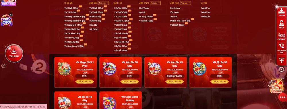 Tổng quan sảnh xổ số lô đề Sodo6789